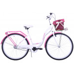 Mestský bicykel 28" Kozbike K19 3 prevodový Bielo-ružový biele kolesá